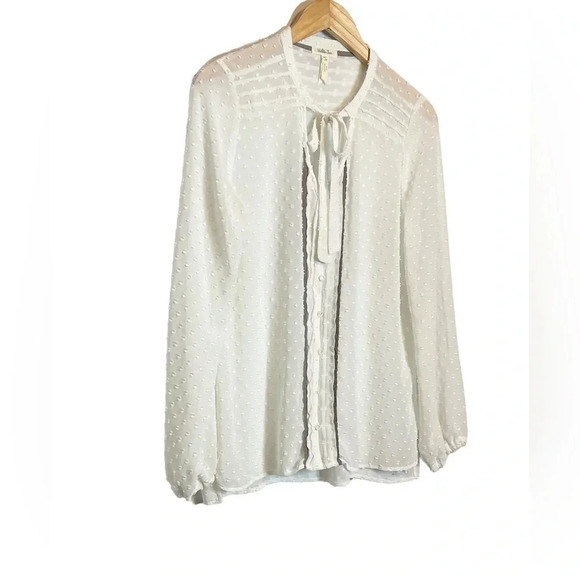Matilda Jane Renae Victorian Top Swiss Dot Sheer Blouse White - Picture 3 of 7